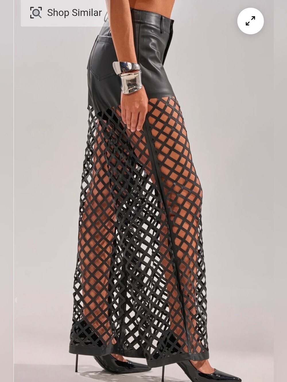 OPEN UP FAUX LEATHER TROUSER Sz M - Picture 3 of 6